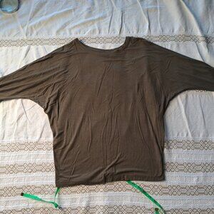 Tahari Blouse Top Modal Round Neck Dolman 3/4 Sleeve Sz M. olive Color